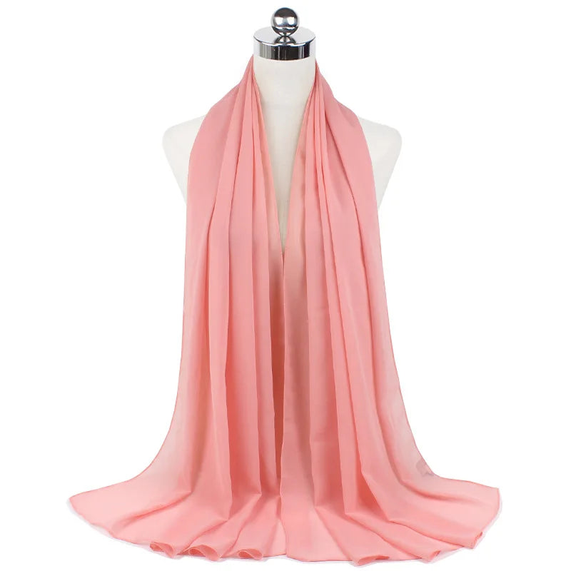 Premium Chiffon Hijab Scarf For Women Turban For Veil Scarves Muslim Hijabs For Woman Shawls For Veils Hijab Accessoires Ramadan
