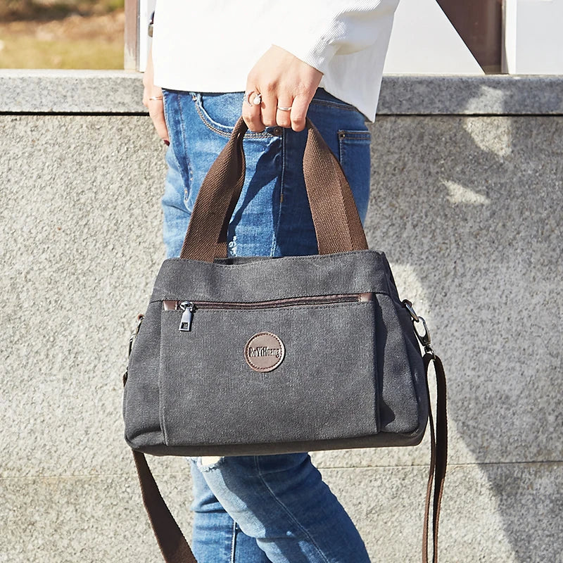 New Multifunction Crossbody Bag for Women Shoulder Messenger Bags Female Canvas Handbags Fashion Large Capacity Hobos Pack