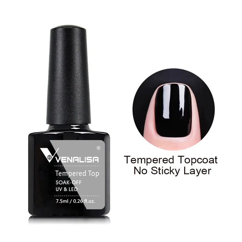 Venalisa Nail Gel Polish Full Coverage Beatuiful Color Glitter Color Matt Tempered Top Coat Soak Off Polish Gel Nail Manicure