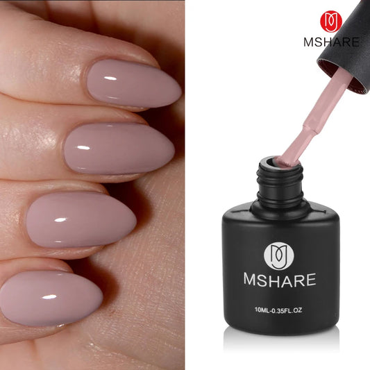 MSHARE Natural Nude Gel Nail Polish Semi Permanent Varnishes Soak Off Cured With UV LED Dryer