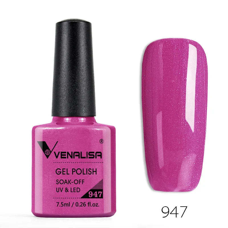 Venalisa Nail Gel Polish Full Coverage Beatuiful Color Glitter Color Matt Tempered Top Coat Soak Off Polish Gel Nail Manicure