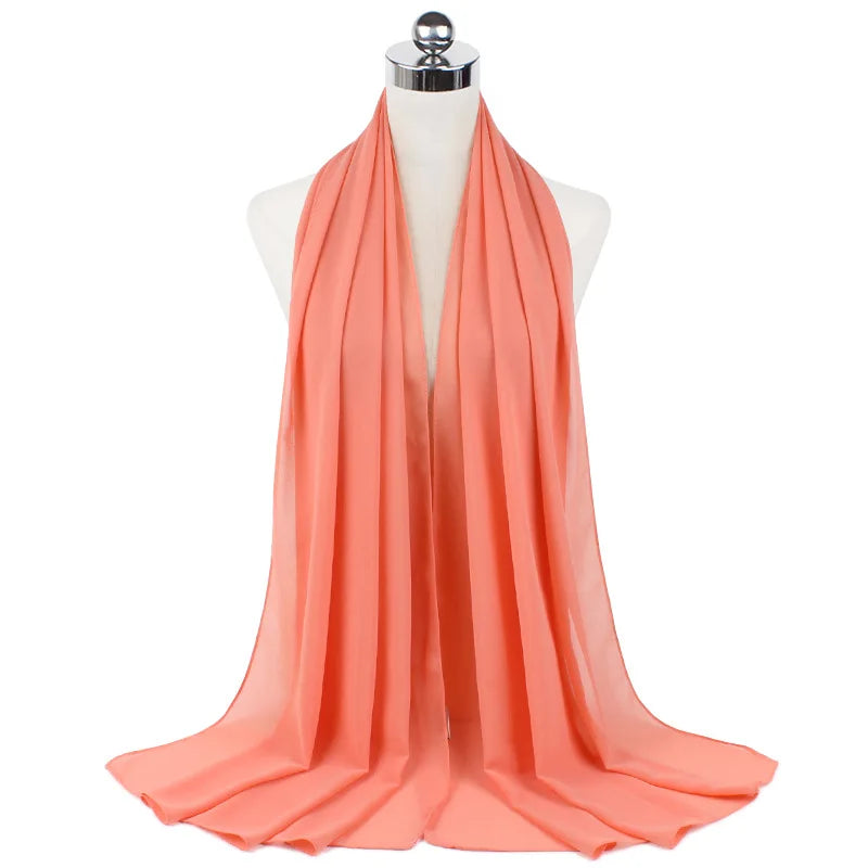 Premium Chiffon Hijab Scarf For Women Turban For Veil Scarves Muslim Hijabs For Woman Shawls For Veils Hijab Accessoires Ramadan