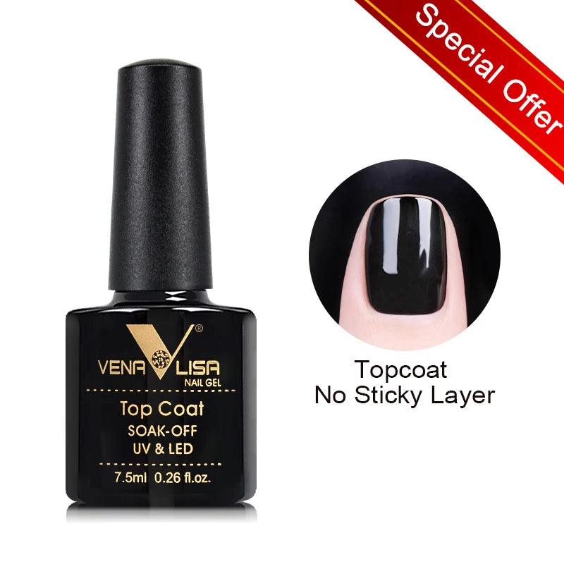 Venalisa Nail Gel Polish Full Coverage Beatuiful Color Glitter Color Matt Tempered Top Coat Soak Off Polish Gel Nail Manicure