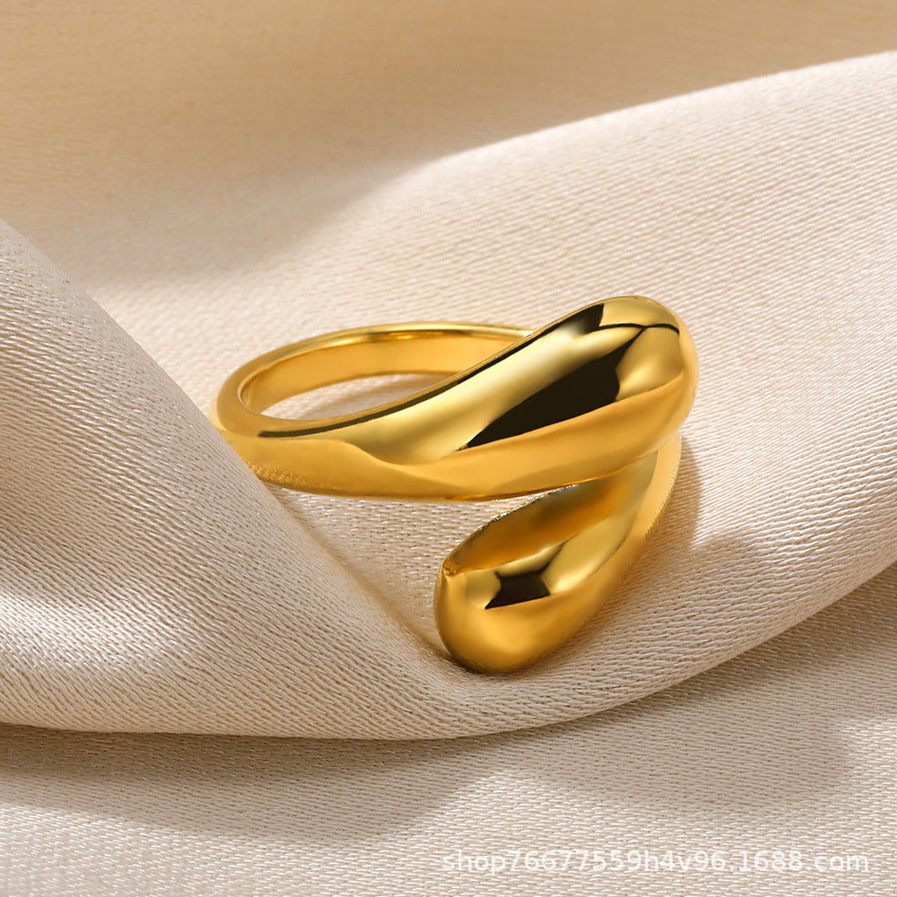 Cross-border European and American explosions stainless steel ring adjustable geometric ring 18k furnace electroplated titanium steel ring wholesale