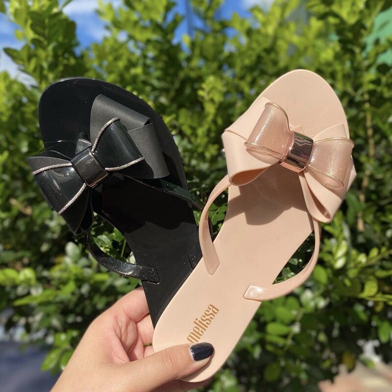 Melissa 2026 New Women's Sandals Melissa Women's Flip-Flops for Outdoor Wear Summer Bow Beach Shoes for Women