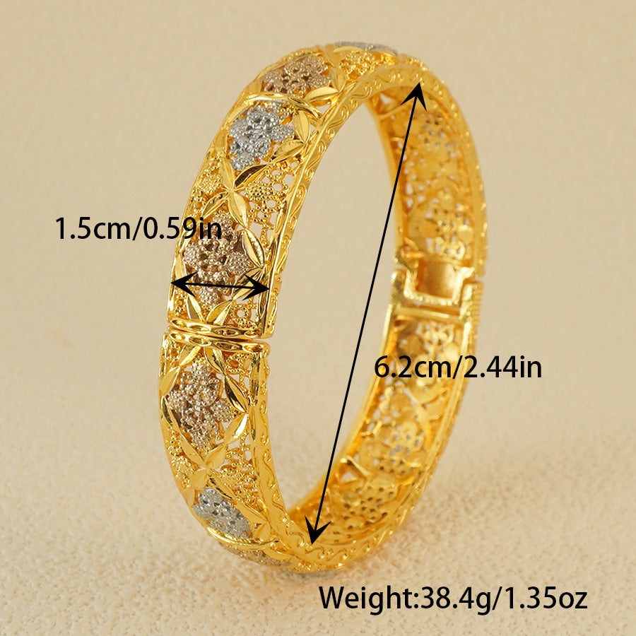 Gold Silver Rose Color Middle East Ethiopian Bangles Dubai Women Fashion Jewelry Bridal Wedding Gift