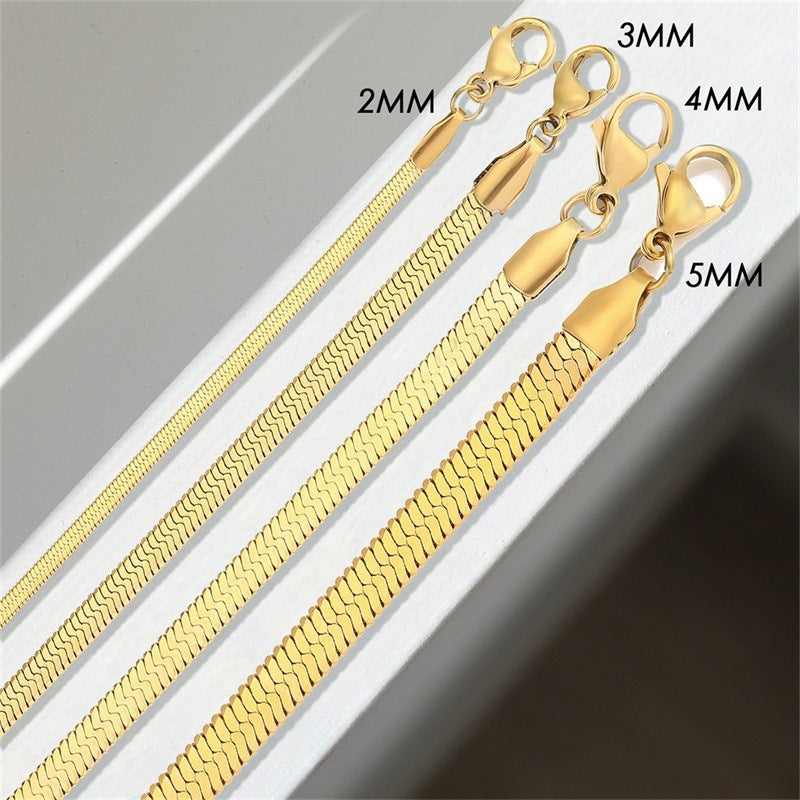 Cross-border European and American Stainless Steel Snake Bone Chain Bracelet for Men and Women Simple Gold Flat Snake Chain Bracelet Bracelet Wholesale
