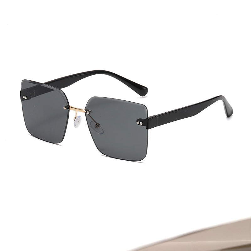 New Korean-style Frameless Sunglasses Women's Summer Internet Celebrant Live Sunglasses Trendy Big Face Slimming UV-proof Sunglasses