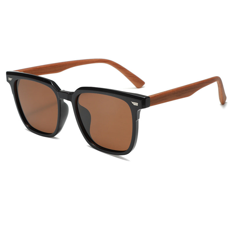 Internet famous fashion rice nail sunglasses polarizing glasses special sunglasses for driving wood grain leg sunglasses women's UV protection