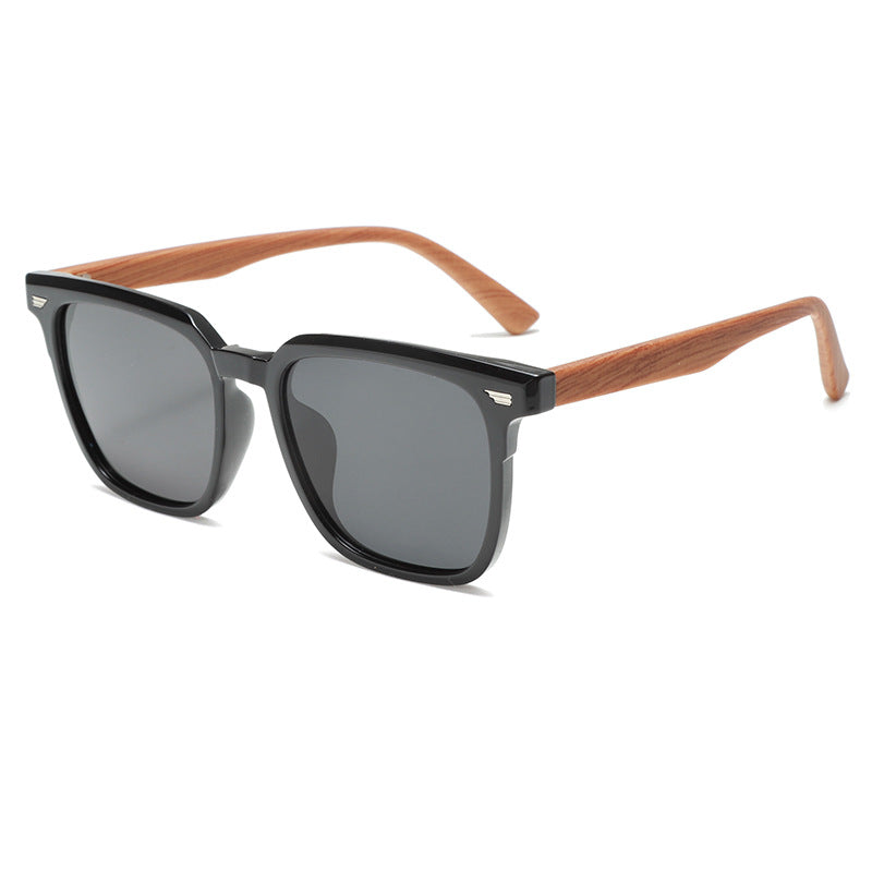 Internet famous fashion rice nail sunglasses polarizing glasses special sunglasses for driving wood grain leg sunglasses women's UV protection