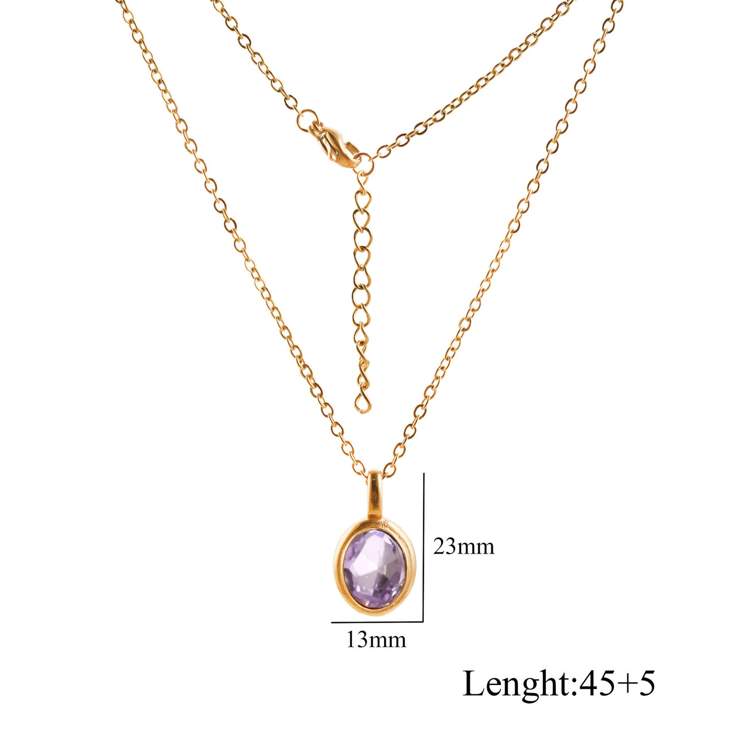 Stainless Steel French Style Ins Style Retro Oval Gem Necklace Women's Titanium Steel Light Luxury Niche Design Clavicle Chain