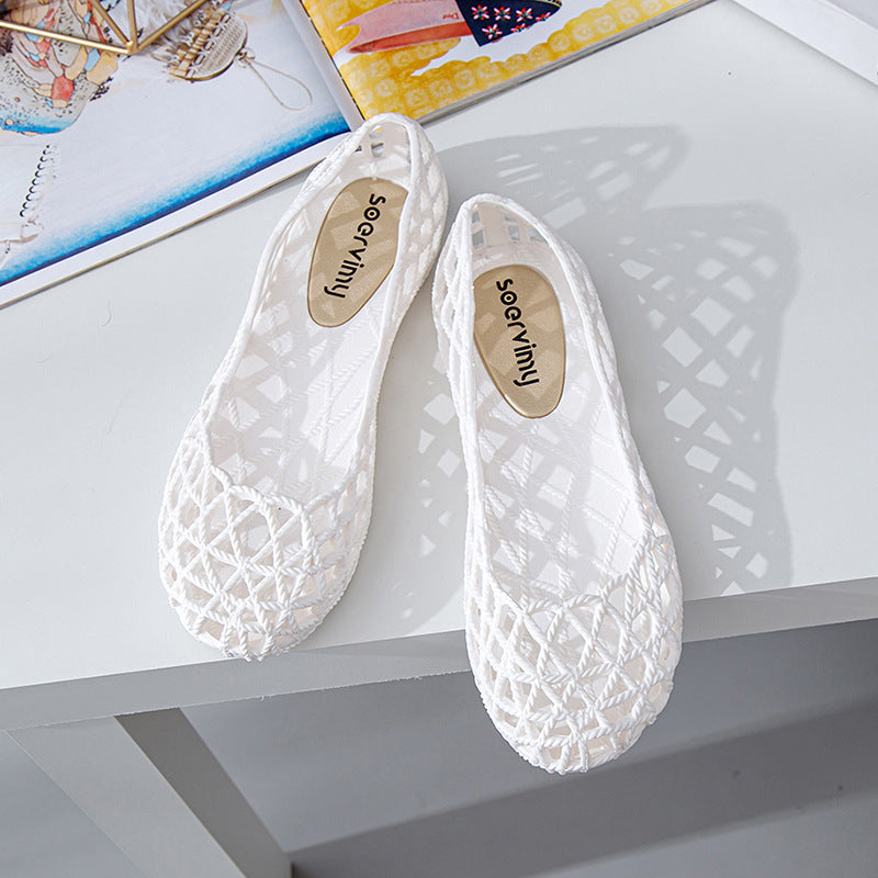 Plastic Sandals Women's 2022 New Summer Outer Wear Nurse Soft-soled Mother Shoes Hollow Non-slip Top Flat Hole Shoes