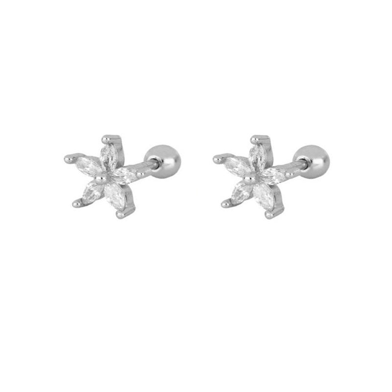 European and American Style Full Diamond Ins Wind Chain Tassel Petal Diamond Elegant Earrings Advanced Sense Design Earrings Ear Clip Earrings