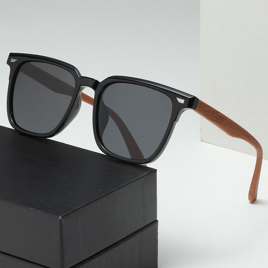Luxury Wood-Grain Leg Polarized Fashion Sunglasses