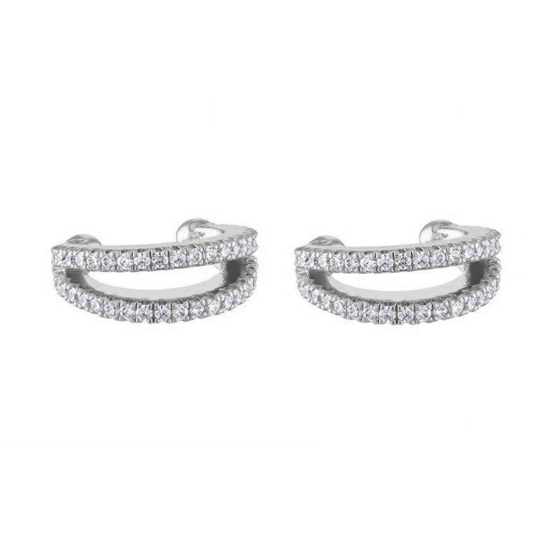 European and American Style Full Diamond Ins Wind Chain Tassel Petal Diamond Elegant Earrings Advanced Sense Design Earrings Ear Clip Earrings