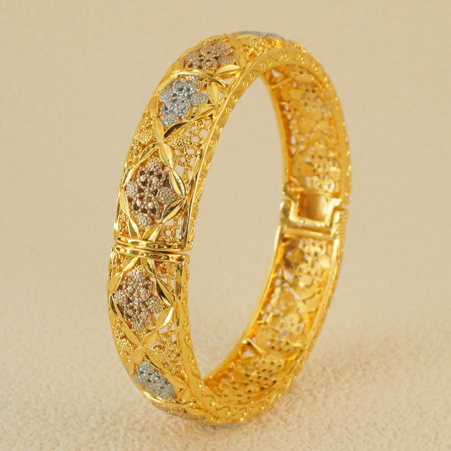 Gold Silver Rose Color Middle East Ethiopian Bangles Dubai Women Fashion Jewelry Bridal Wedding Gift
