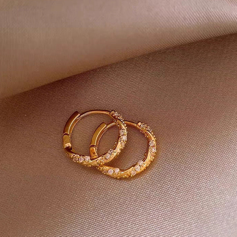 Simple Design Sense Diamond Ring Earrings Women's 2024 New Elegant Fashion Exquisite Ear Buckle Earrings Explosive Earrings