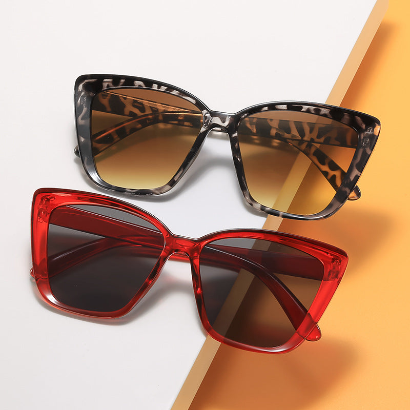 New Trendy Cross-Border Popular Style European and American Cat-Eye Sunglasses with a Fashionable and High-End Square Frame