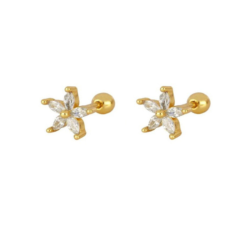 European and American Style Full Diamond Ins Wind Chain Tassel Petal Diamond Elegant Earrings Advanced Sense Design Earrings Ear Clip Earrings