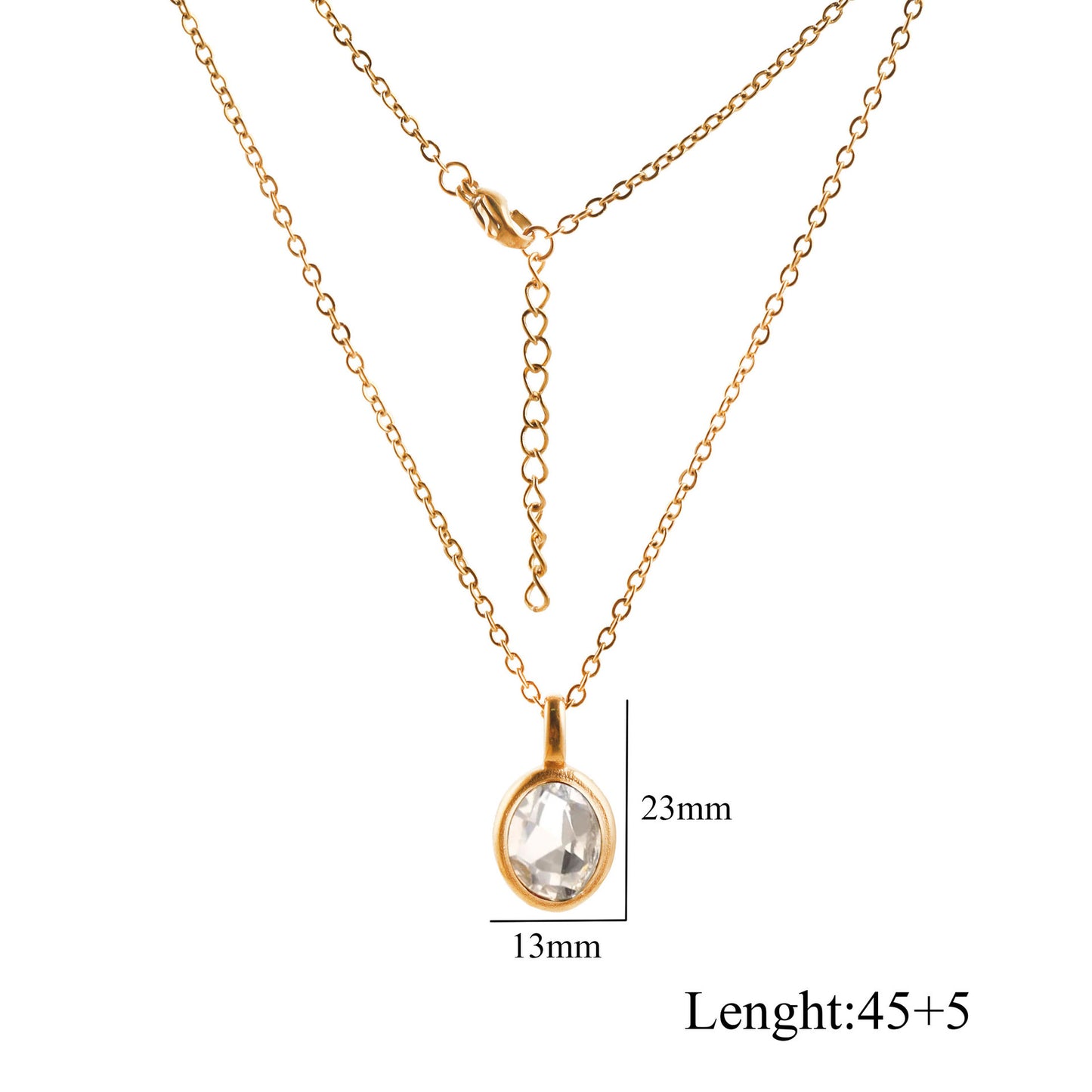Stainless Steel French Style Ins Style Retro Oval Gem Necklace Women's Titanium Steel Light Luxury Niche Design Clavicle Chain