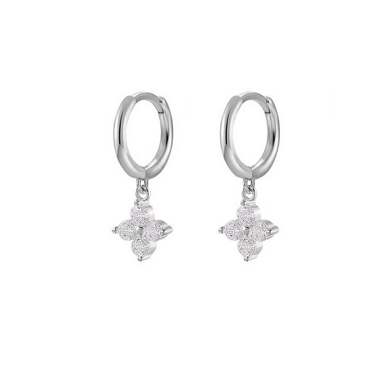 European and American Style Full Diamond Ins Wind Chain Tassel Petal Diamond Elegant Earrings Advanced Sense Design Earrings Ear Clip Earrings