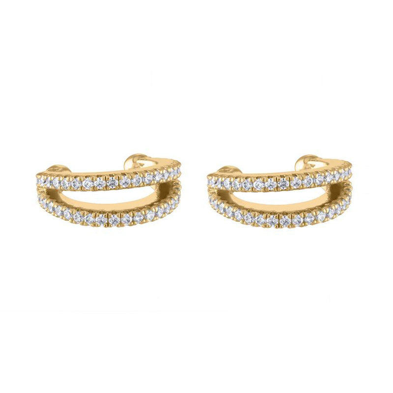 European and American Style Full Diamond Ins Wind Chain Tassel Petal Diamond Elegant Earrings Advanced Sense Design Earrings Ear Clip Earrings