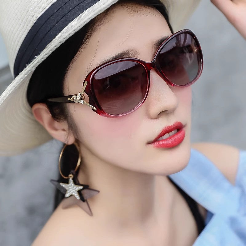 Sunglasses for Women 2025 Summer New Trendy Anti-Uv Women's Sunglasses Fashionable Round Face Polarized Glasses Big Face Slimming Look