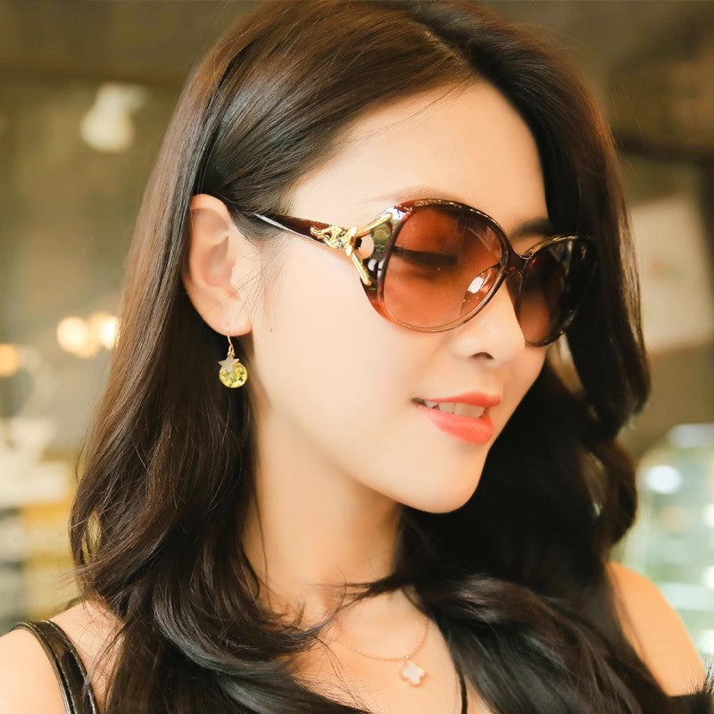 Sunglasses for Women 2025 Summer New Trendy Anti-Uv Women's Sunglasses Fashionable Round Face Polarized Glasses Big Face Slimming Look