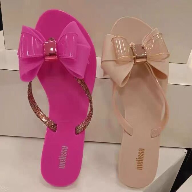 Melissa 2026 New Women's Sandals Melissa Women's Flip-Flops for Outdoor Wear Summer Bow Beach Shoes for Women