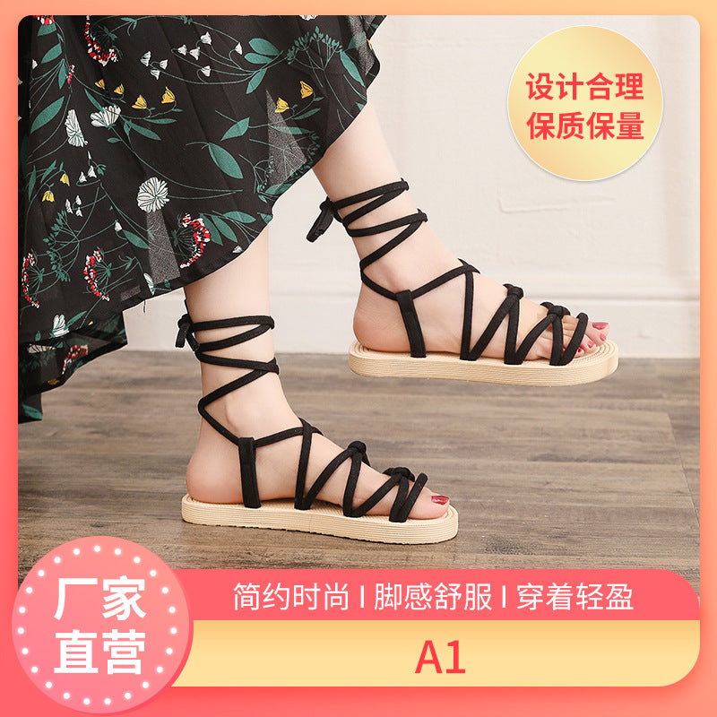 Factory vamp material flannel flat sandals hollow rivet sandals fashion casual women's shoes beach shoes wholesale