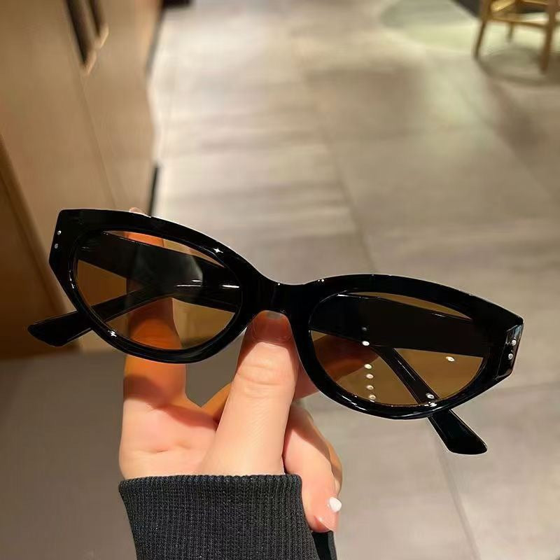 2025 New Style Functional Wind-style Cateye Sunglasses Women's Trendy Square-round Face Slimming High-grade Socialite Internet Celebrity Sunglasses