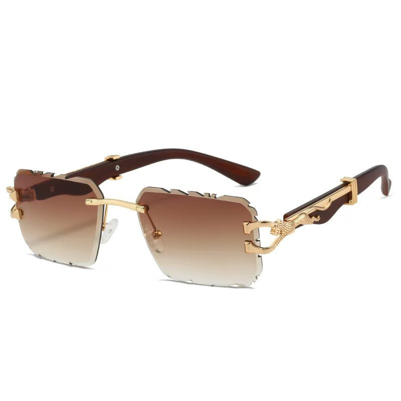 New Women's Frameless Sunglasses Distinctive Square Sunglasses Men's High Sense Fashion Cross-Border Cut-Edge Sunglasses