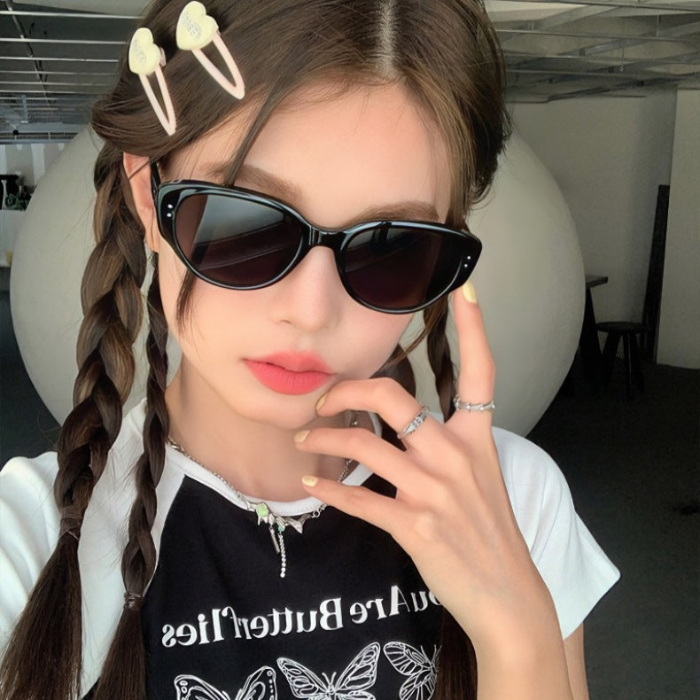 Wang Jiaer Same Style Sunglasses Women's High-end Korean Style Retro Sunglasses Men's Anti-ultraviolet Glasses 2024 New