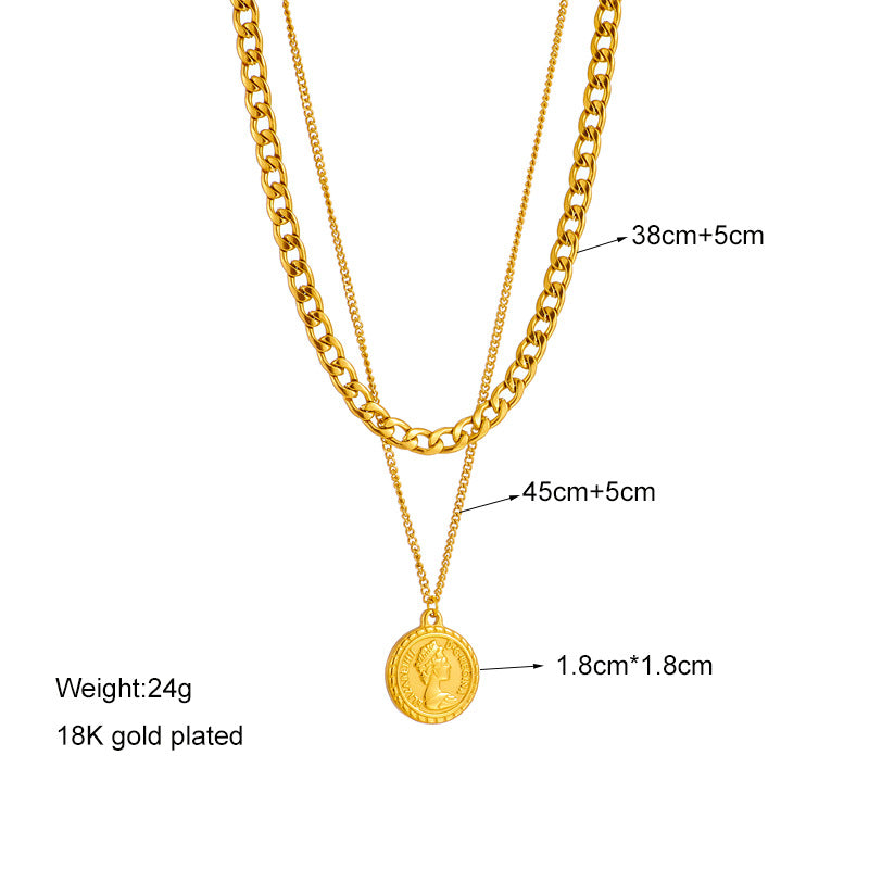 European and American Cross-Border Wholesale French Retro Woven Necklace Titanium Steel Plated with 18K Gold Clavicle Chain Light Luxury High-End Necklace