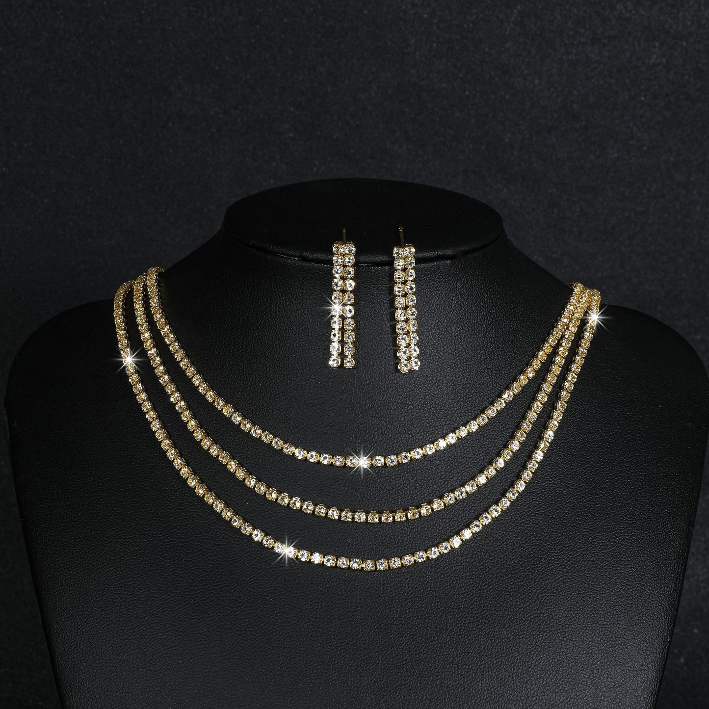 Europe and the United States cross-border hot diamond sparkling necklace earrings two-piece wedding dress accessories fashion jewelry suit