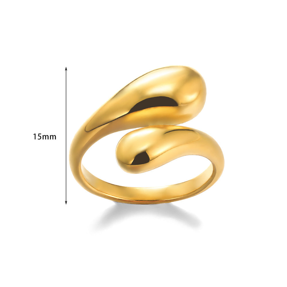 Cross-border European and American explosions stainless steel ring adjustable geometric ring 18k furnace electroplated titanium steel ring wholesale