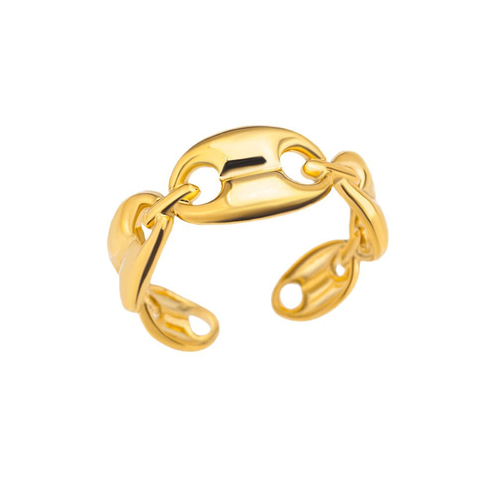 Cross-border European and American explosions stainless steel ring adjustable geometric ring 18k furnace electroplated titanium steel ring wholesale