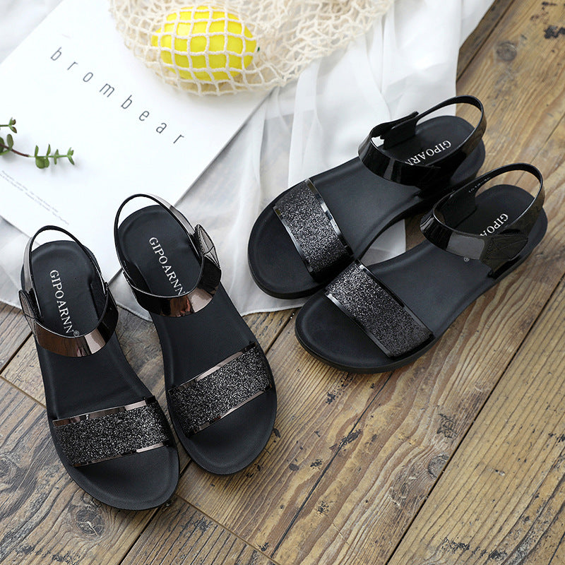 New Summer Flat Women's Shoes for Middle-Aged Women, Mid-Heel 2026 Women's Wedge Sandals for Summer, Mom Sandals with Soft and Thick Soles, Comfortable