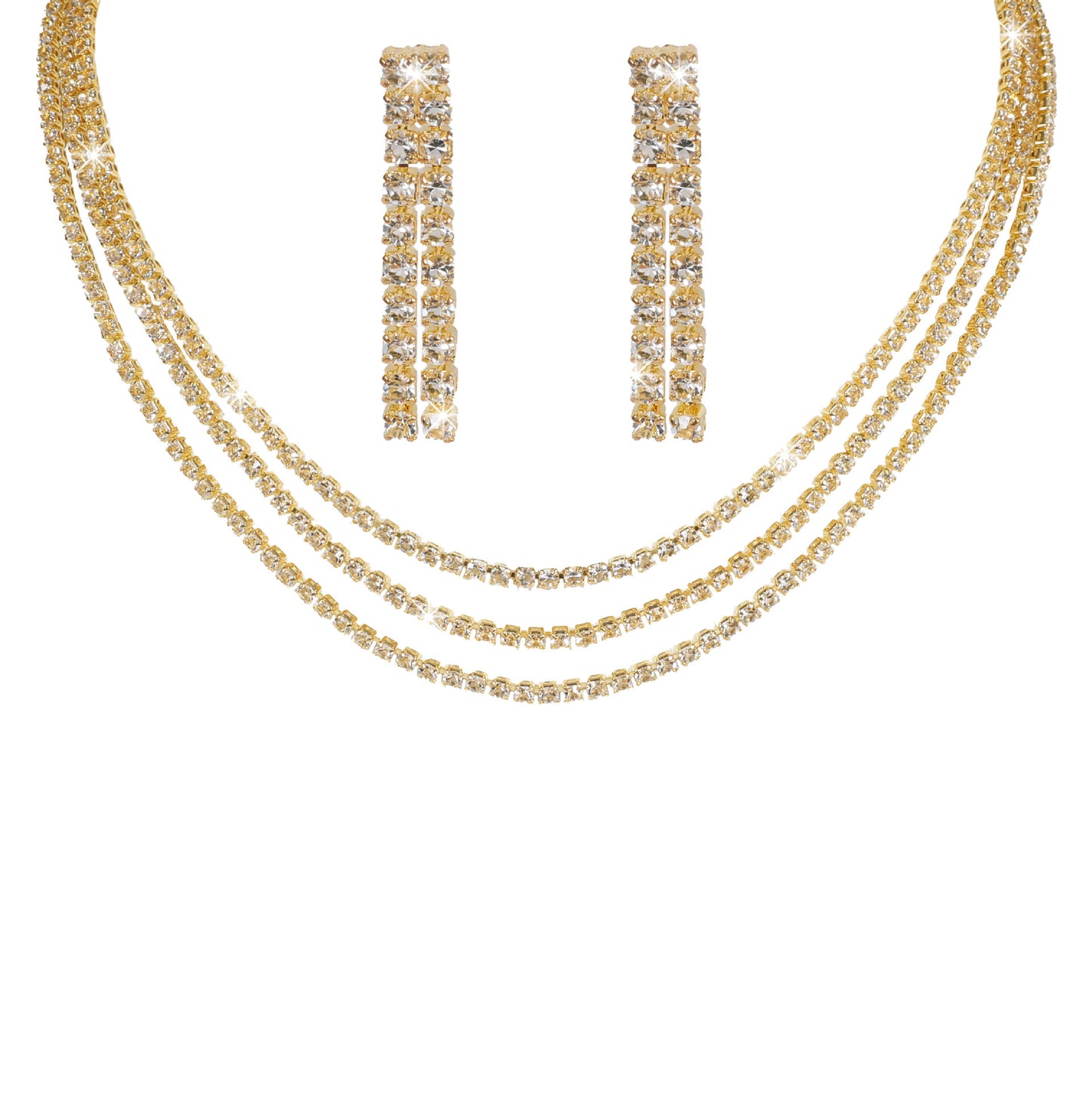 Europe and the United States cross-border hot diamond sparkling necklace earrings two-piece wedding dress accessories fashion jewelry suit