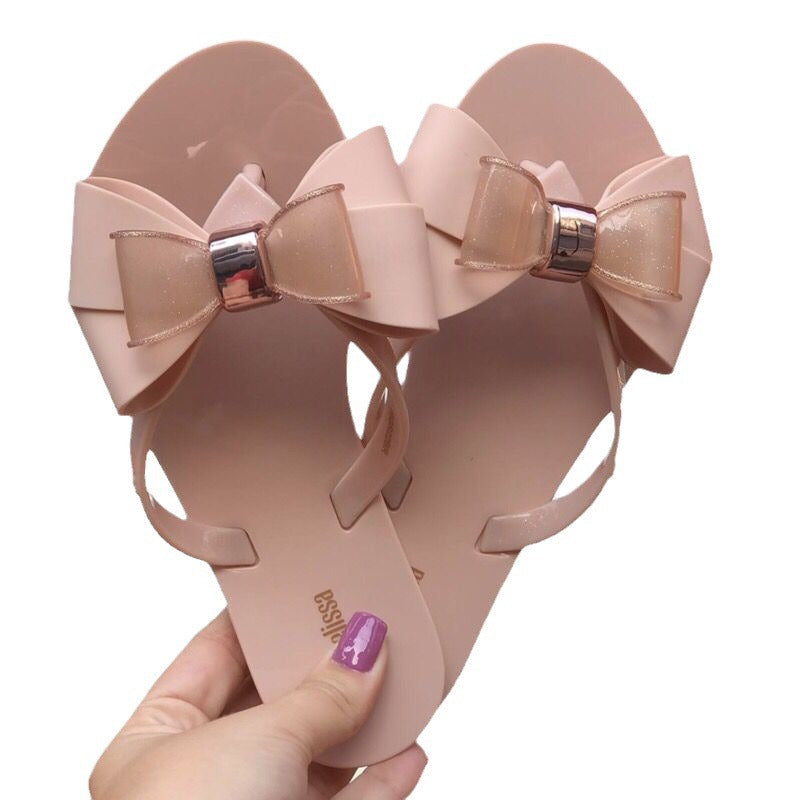 Melissa 2026 New Women's Sandals Melissa Women's Flip-Flops for Outdoor Wear Summer Bow Beach Shoes for Women