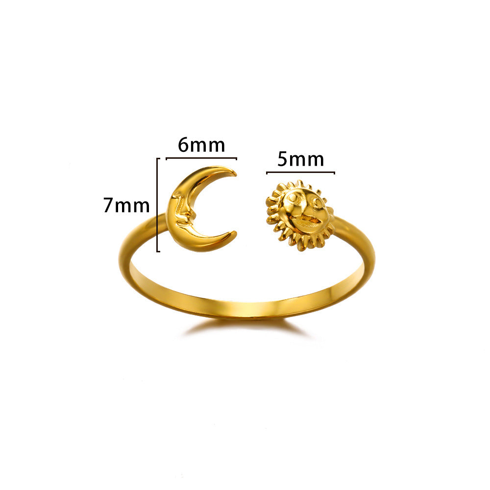 Cross-border European and American explosions stainless steel ring adjustable geometric ring 18k furnace electroplated titanium steel ring wholesale
