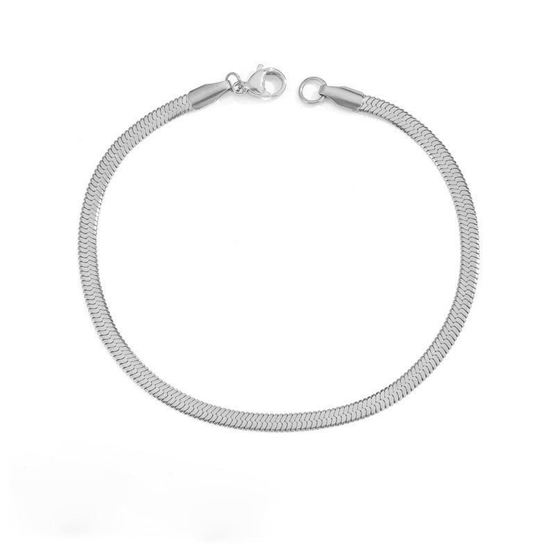 Cross-border European and American Stainless Steel Snake Bone Chain Bracelet for Men and Women Simple Gold Flat Snake Chain Bracelet Bracelet Wholesale