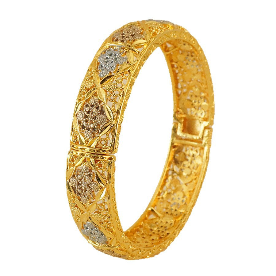 Gold Silver Rose Color Middle East Ethiopian Bangles Dubai Women Fashion Jewelry Bridal Wedding Gift
