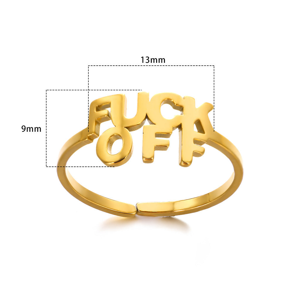 Cross-border European and American explosions stainless steel ring adjustable geometric ring 18k furnace electroplated titanium steel ring wholesale
