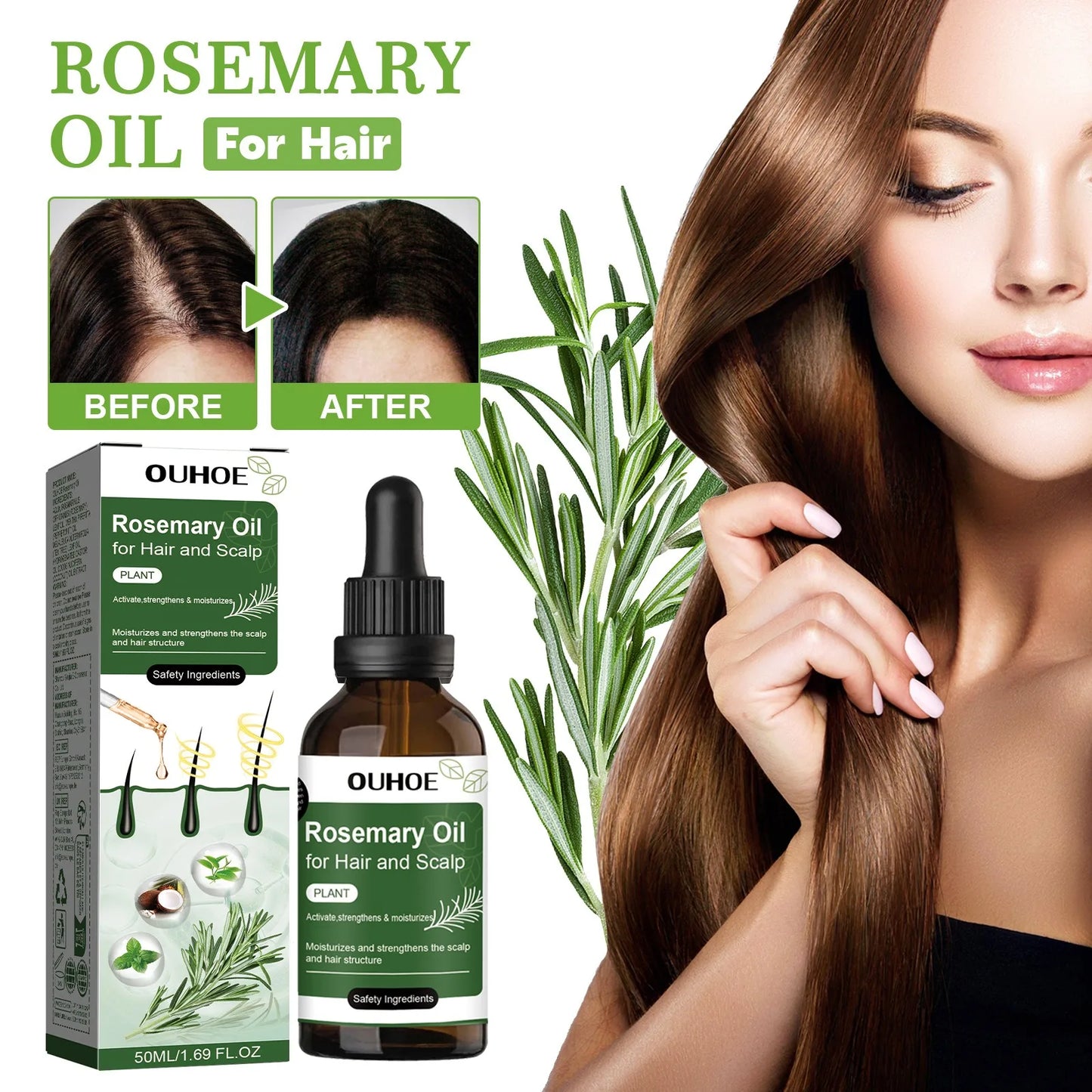 Organic Rosemary Hair Growth Oil & Deep Scalp Nourishing Treatment