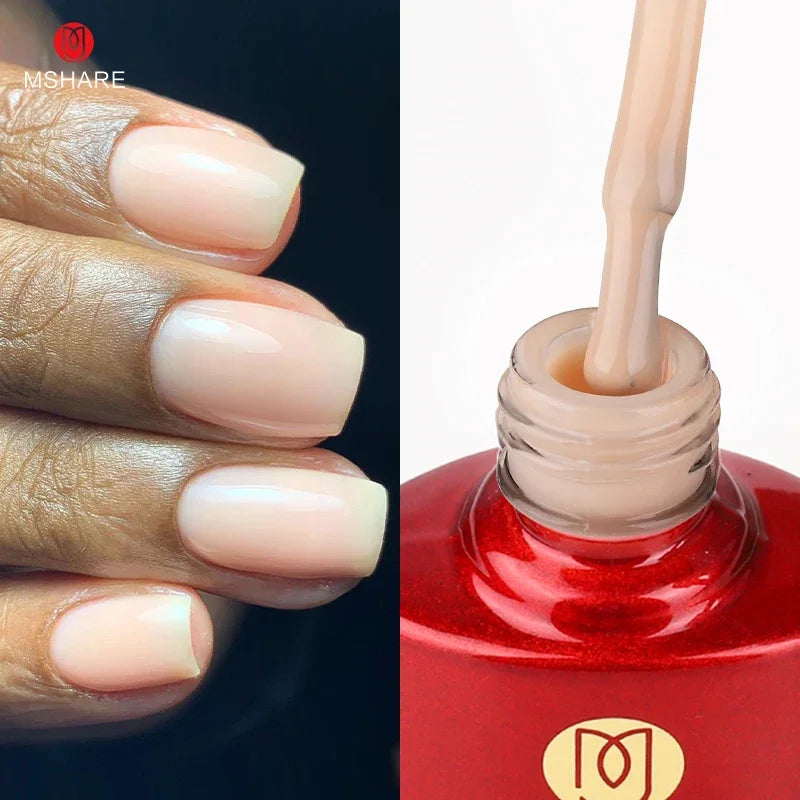 MSHARE Milk Milky White Base Gel Polish Camouflage Color Rubber Base Nail base coat 10ml