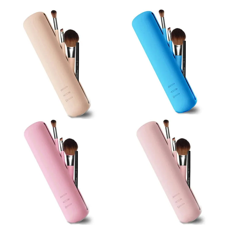 Silicone Brow Pencil Case Makeup Brush Eyeshadow Brush Storage Set Dust-Proof Simple Portable Travel Bag Specific