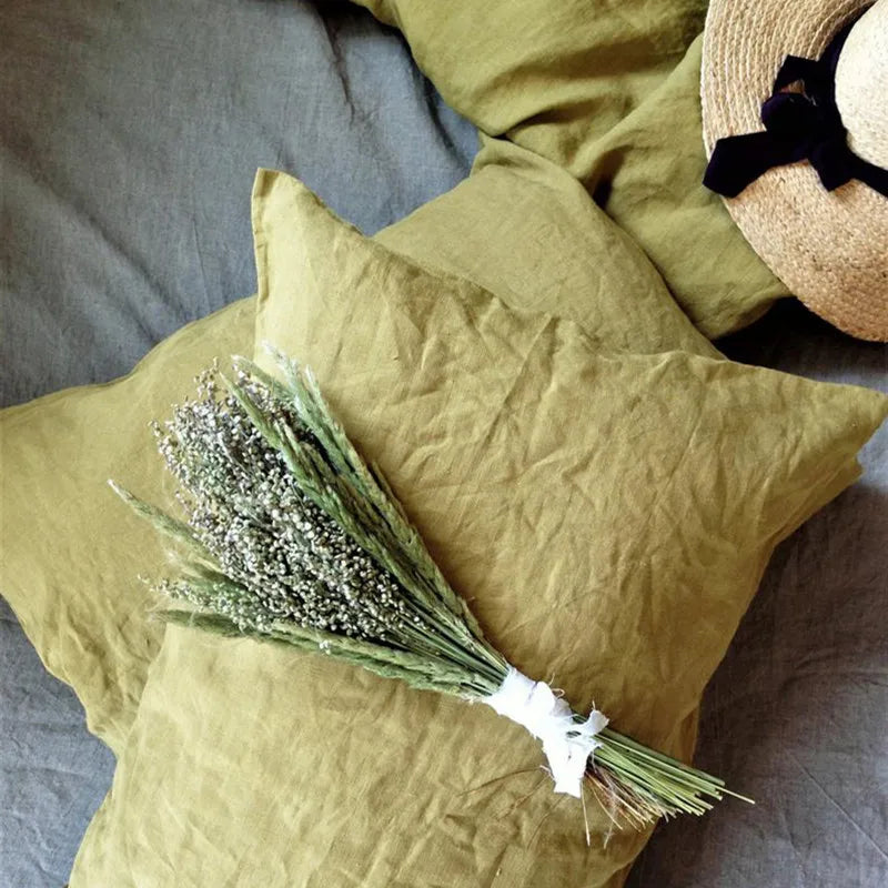 100% Linen Pillowcases, No Insert, Washed Flax Pillow Cases with Envelope Closure, Luxurious Breathable Comfy Pillow Shams