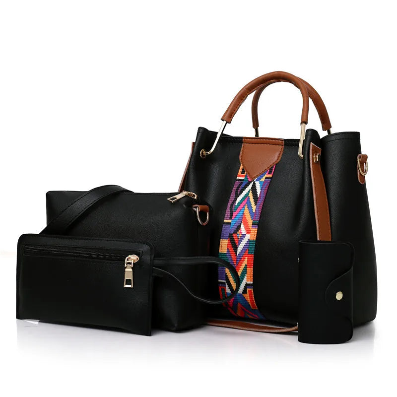 Luxury Handbag Large Capacity Tote Bag 4 Pcs Women's Bag Fashion Shoulder Bag Wallet Card Case
