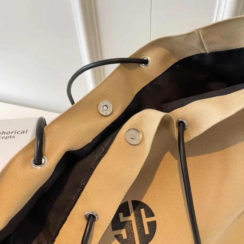 Quality Canvas Tote Bags For Women Letter Graphic Large Capacity Shopper Totes Two-size Shoulder Bag 2023 Simple Fashion Handbag